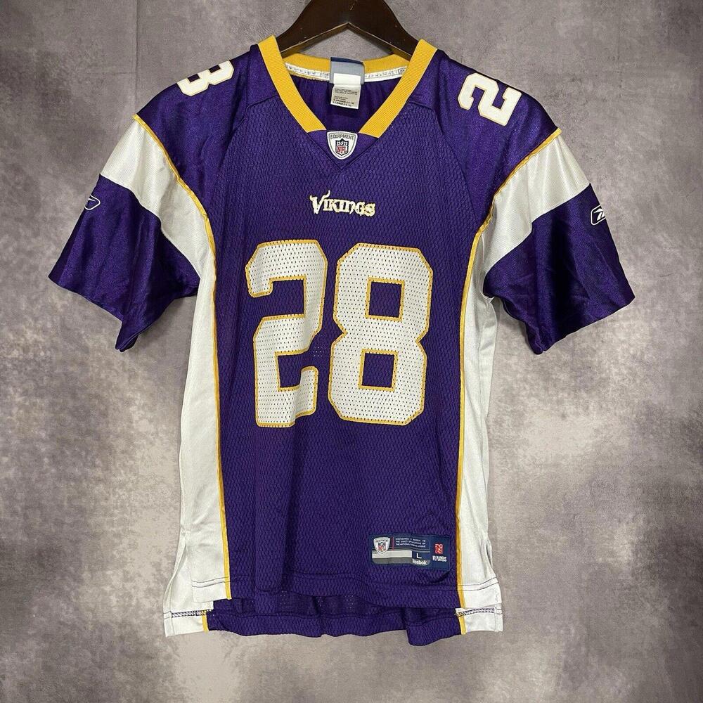Reebok On Field NFL Vikings Adrian Peterson #28 Youth Size Large 14-16 Purple